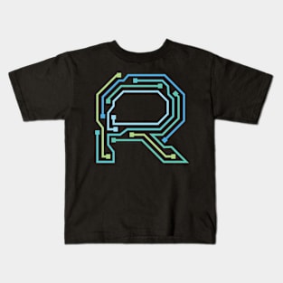 Alphabet R Circuit Typography Design Kids T-Shirt